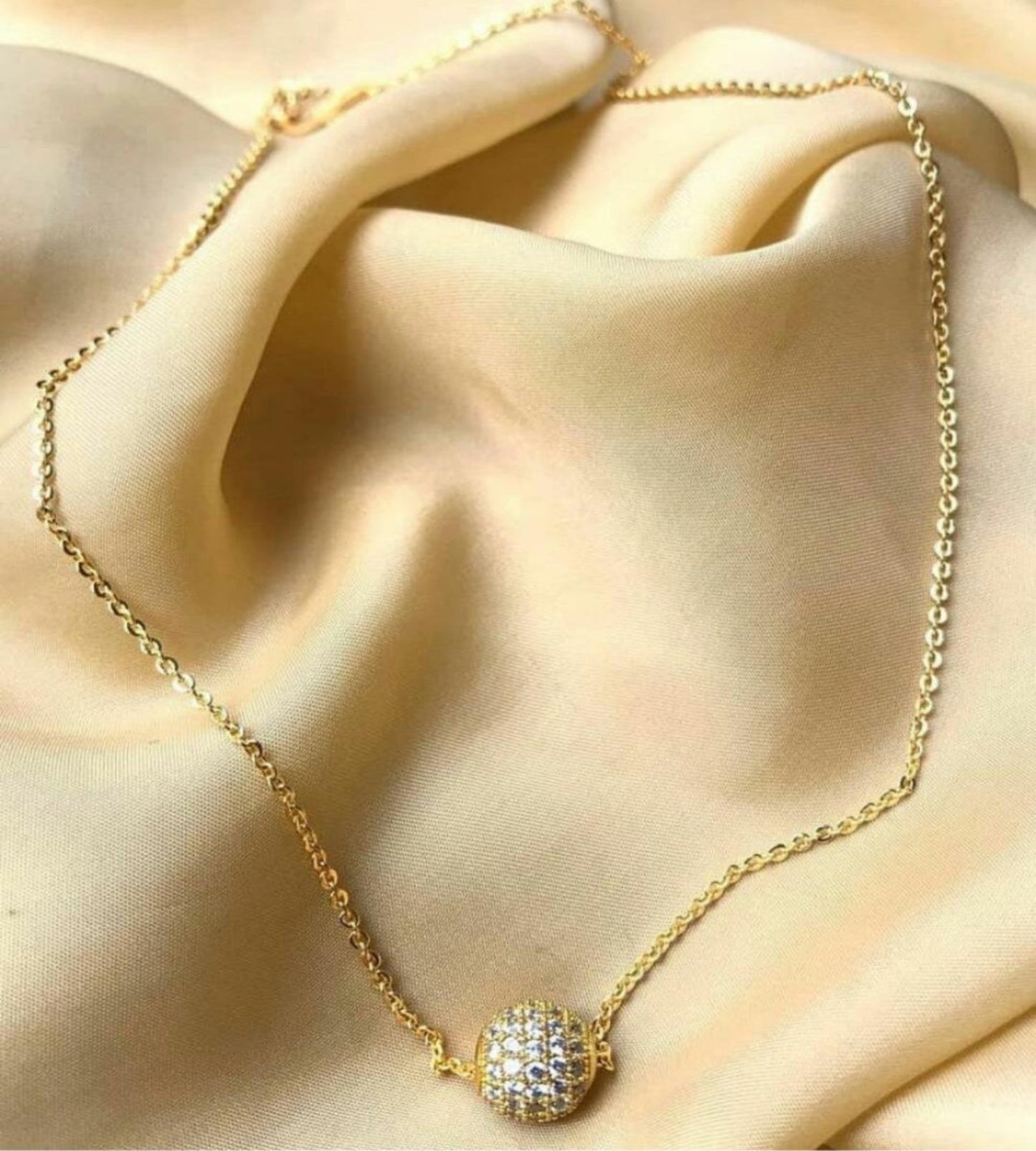 Elegant Glow American Diamond Ball Necklace