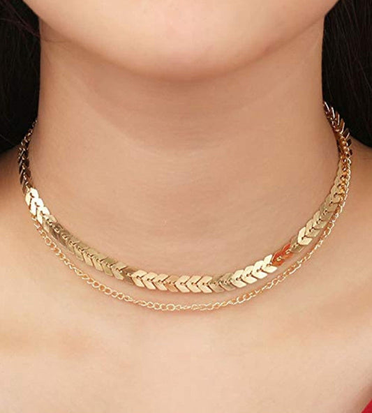 Golden Glow Double Layer Choker Necklace