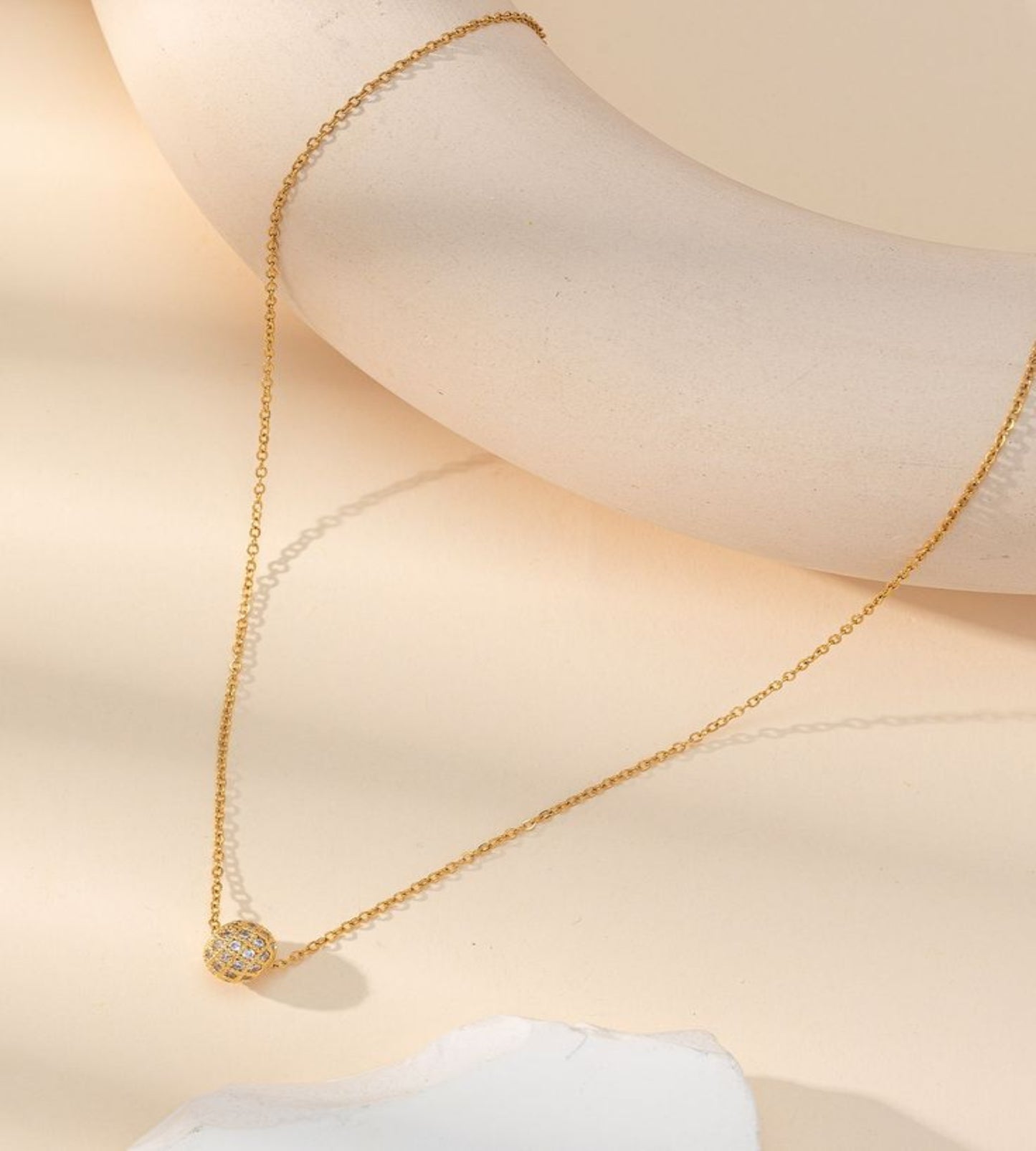 Elegant Glow American Diamond Ball Necklace