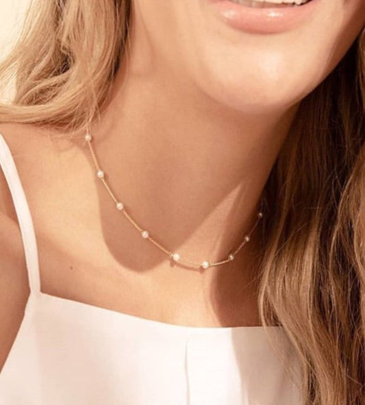 Minimalist Pearl Beaded Necklace