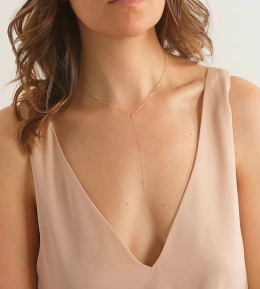 Minimalist Y Shaped Lariat Necklace