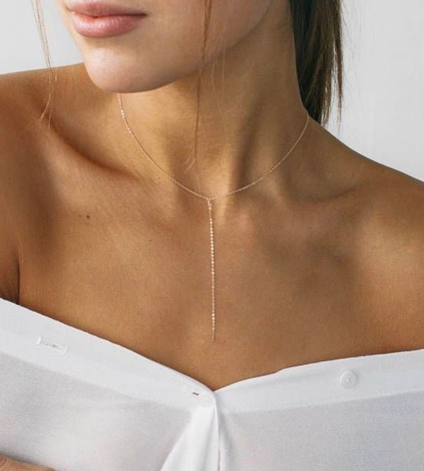 Minimalist Y Shaped Lariat Necklace