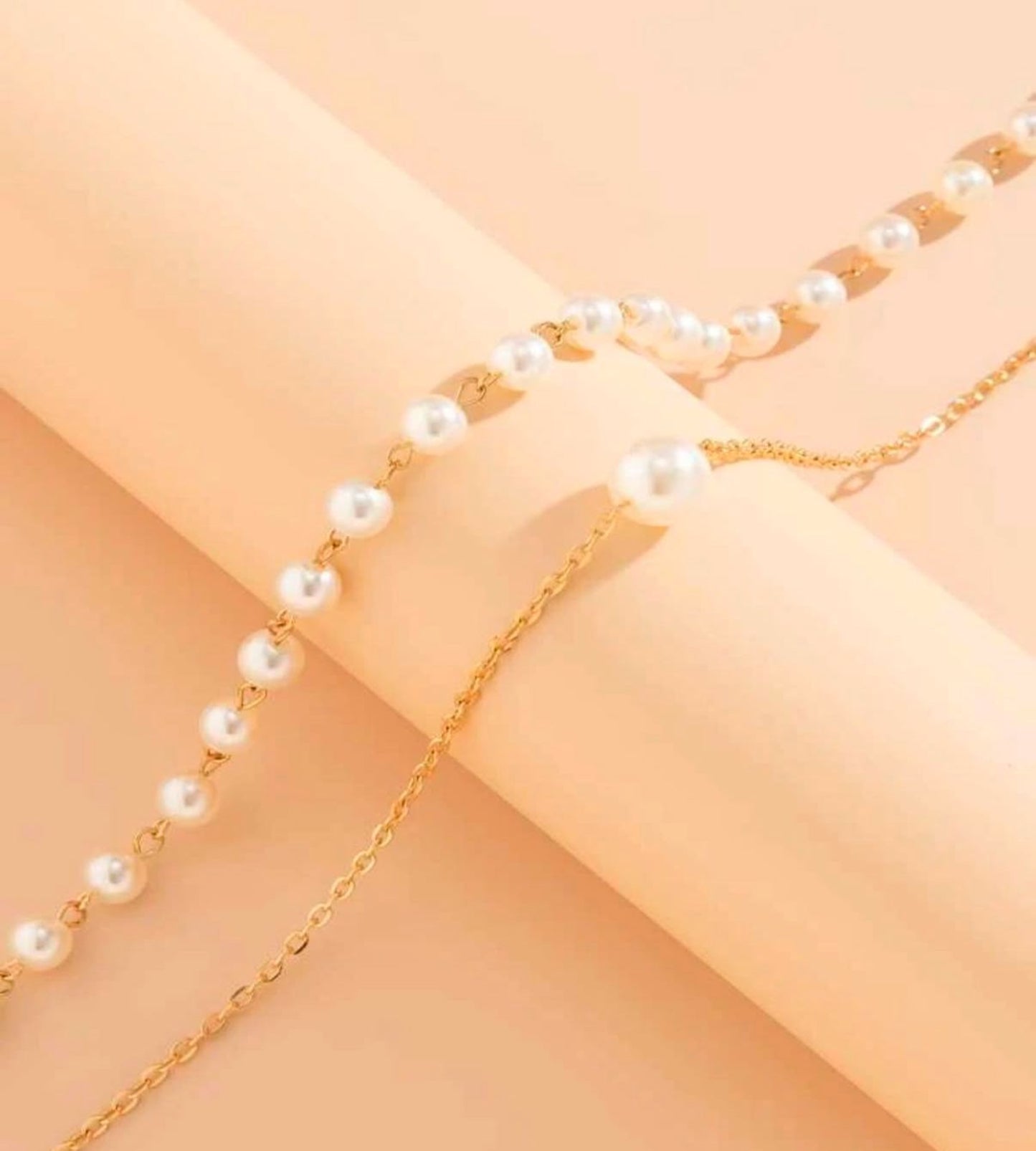 Elegant Dual Layer Pearl & Gold Chain Necklace