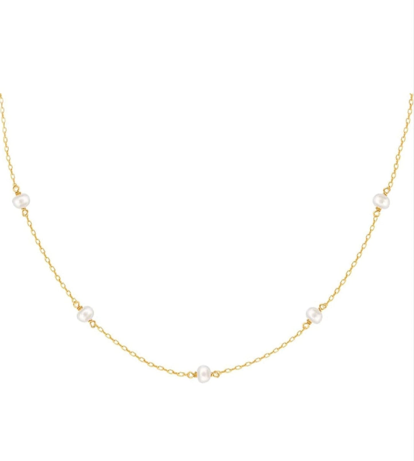Elegant Chain Necklace with Dainty Pearl Accents