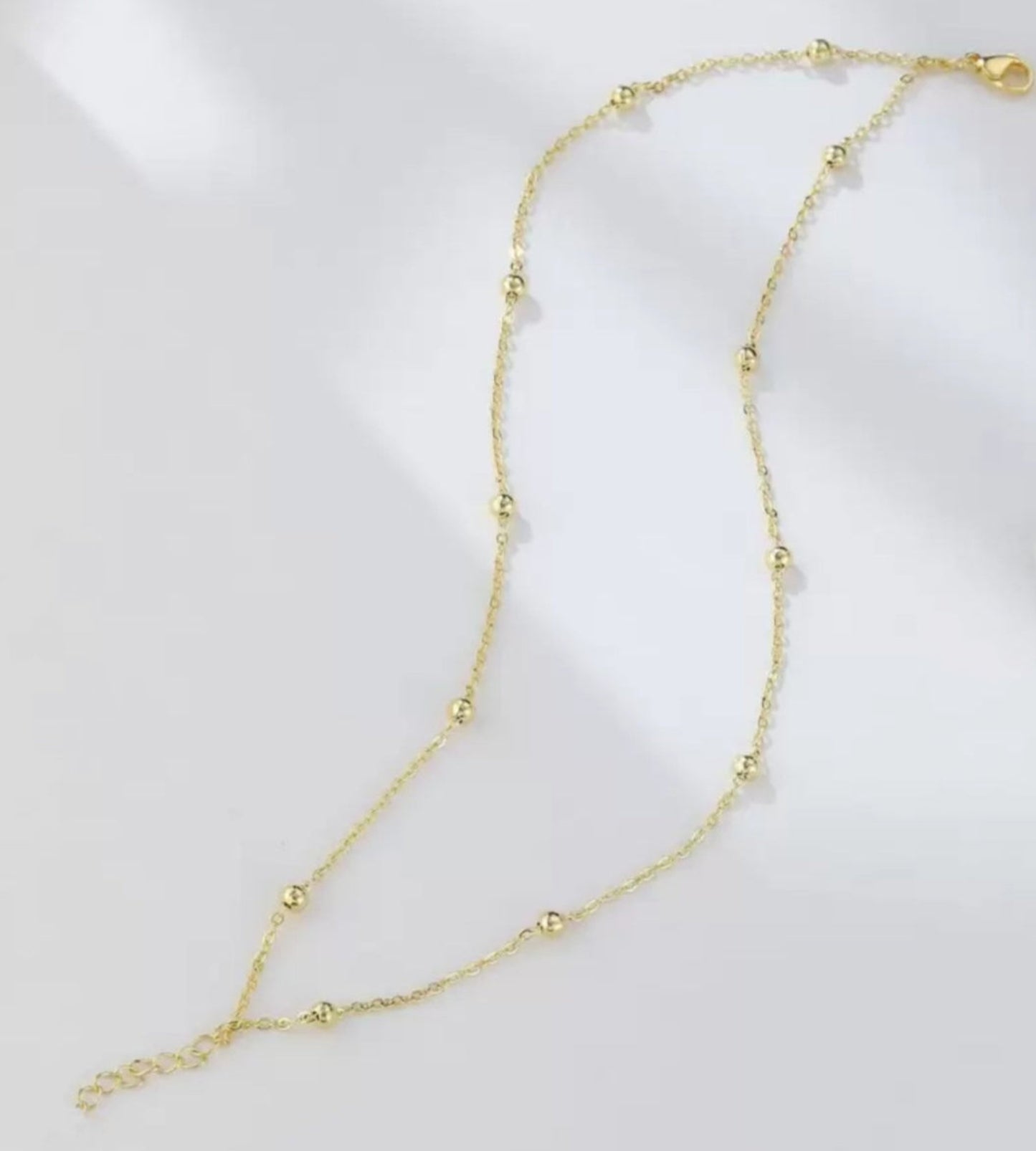 Delicate Double Layer One Leg Anklet with Beaded Accents