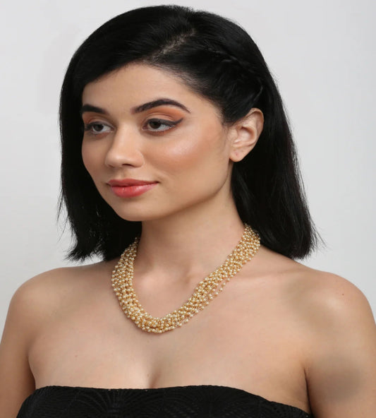 Multi Strand Pearl Beaded Statement Necklace for Women