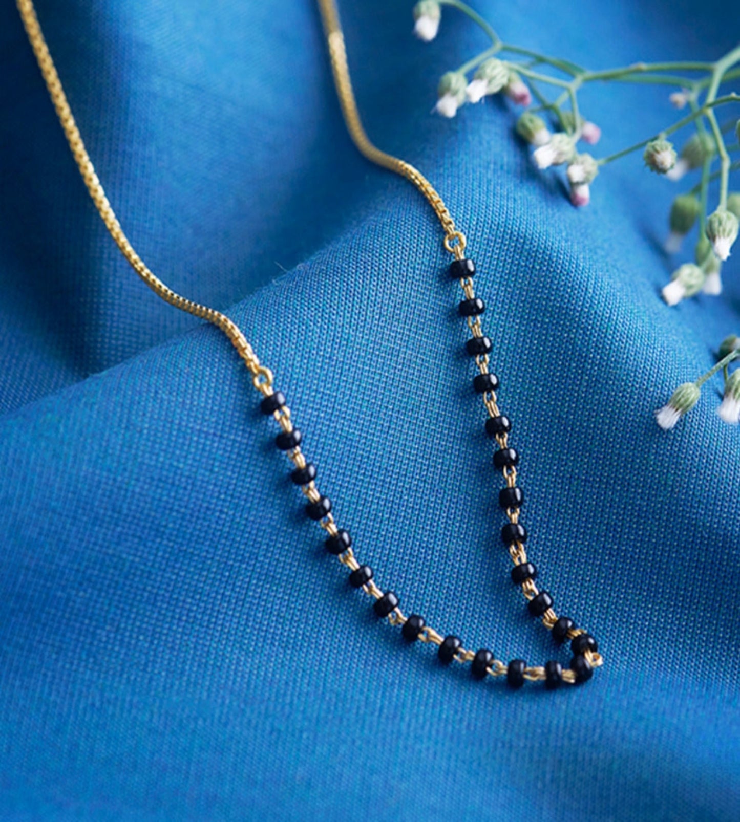 Delicate Mangalsutra Necklace with Black Beads