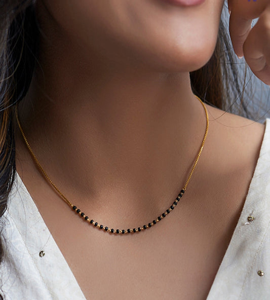 Delicate Mangalsutra Necklace with Black Beads