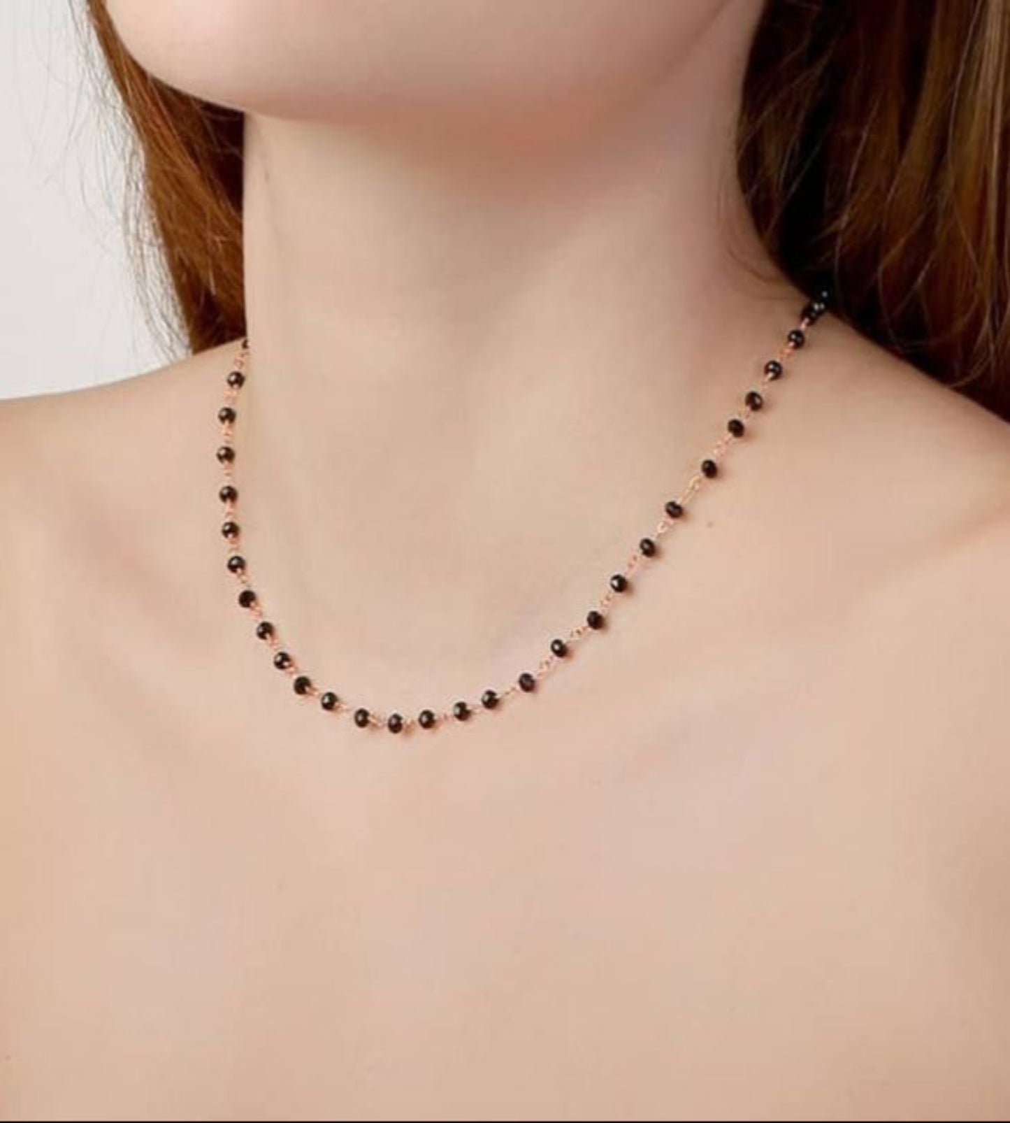 Elegant Black Crystal Beads Necklace