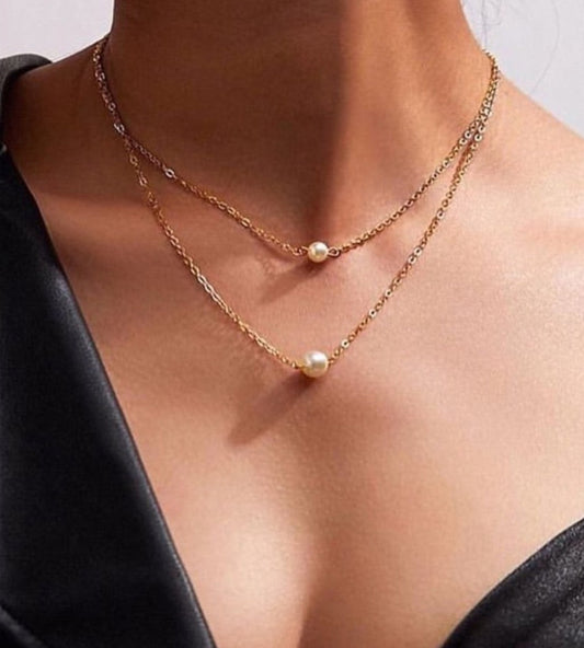 Minimalist Double Layer Pearl Necklace