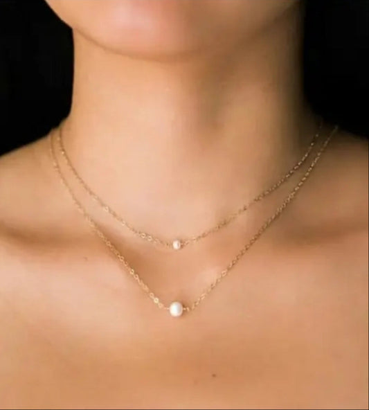 Minimalist Double Layer Pearl Necklace