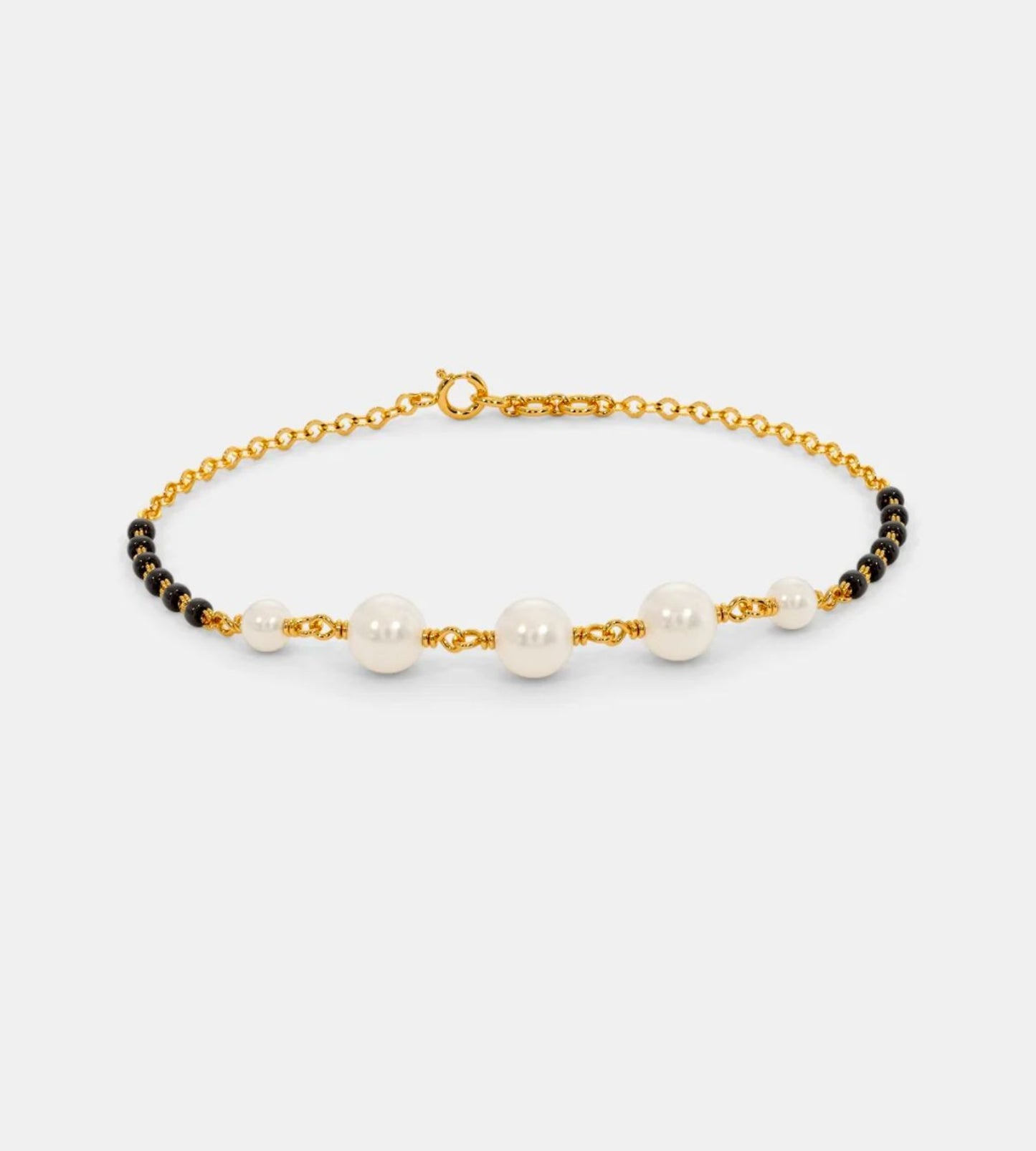 Pearl and Black Bead Hand Mangalsutra