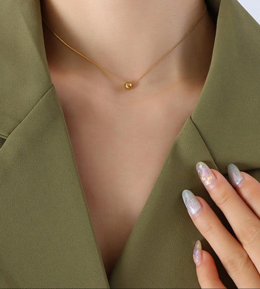 Minimal Gold Polished Bead Chain Necklace