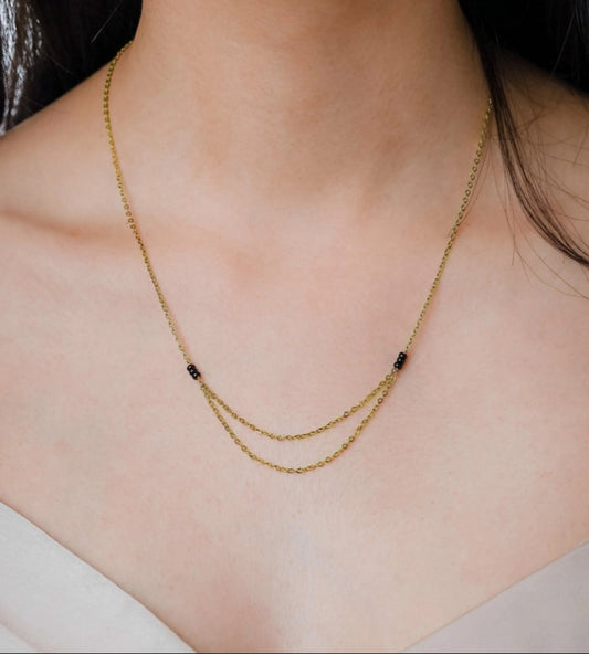 Half Dual Layer Gold Plated Mangalsutra Necklace