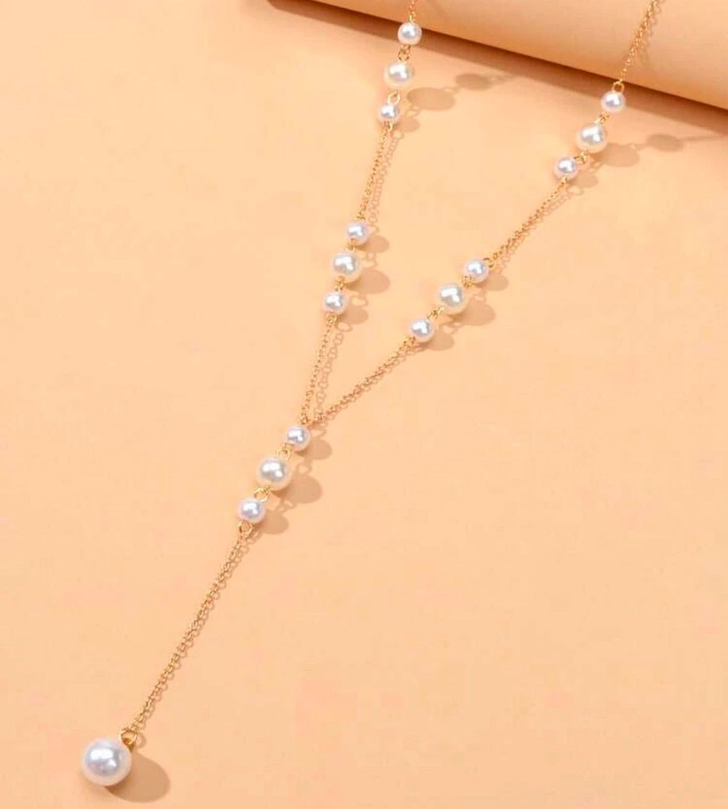 Elegant Pearl Drop Y-Shaped Necklace