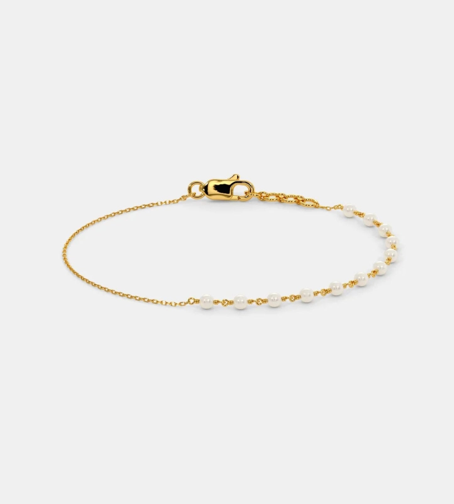Elegant Pearl Beaded Gold Plated Chain Bracelet