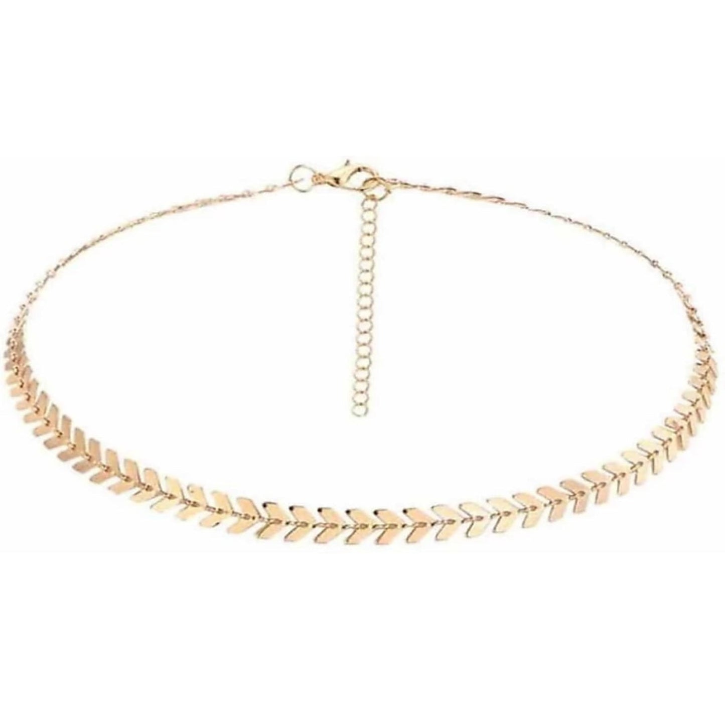 Gold leaf necklace on a white background