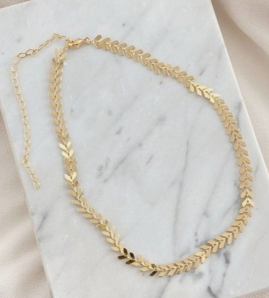 Gold Plated Chevron Link Chain Necklace
