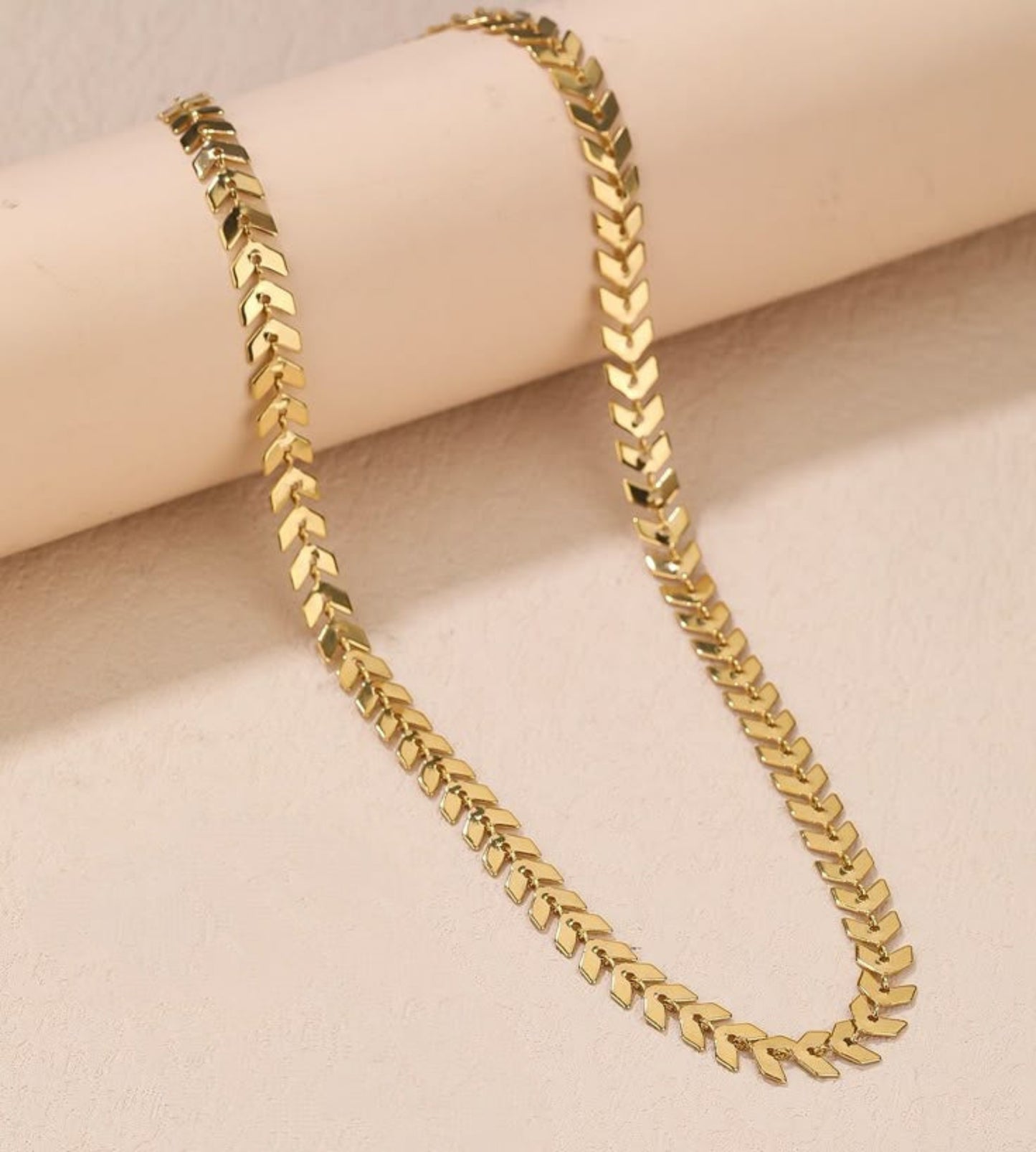 Gold Plated Chevron Link Chain Necklace
