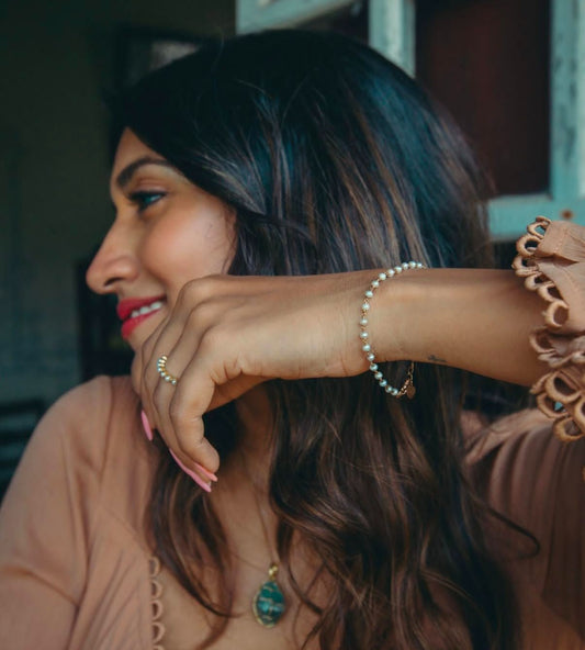 Elegant Gold Plated Pearl Beaded Bracelet