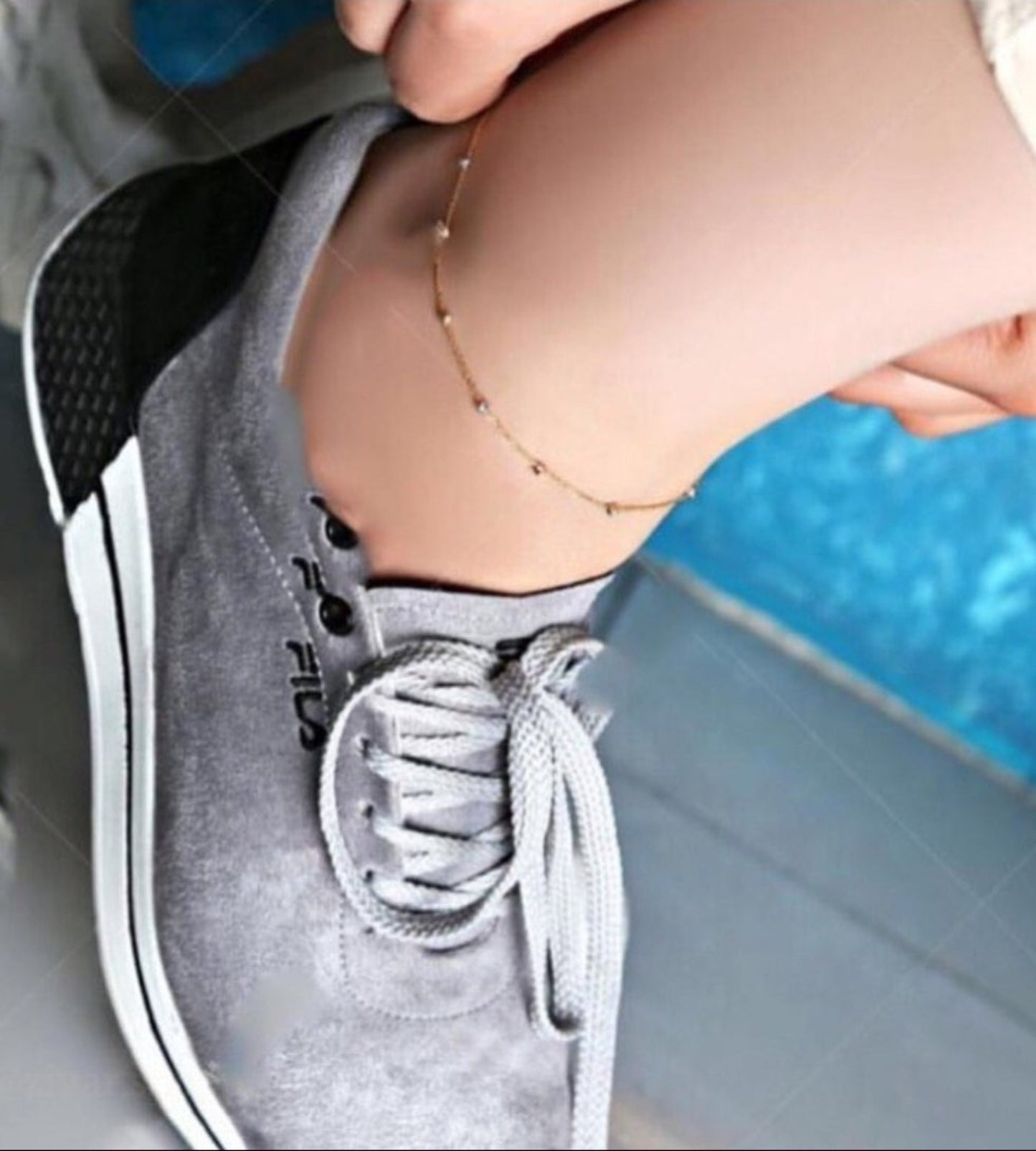 Minimalist Gold Plated Beaded Chain One Leg Anklet