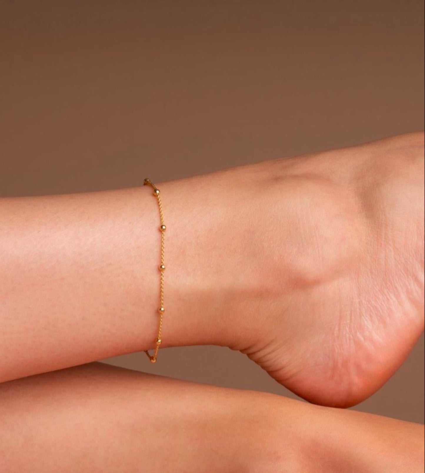 Minimalist Gold Plated Beaded Chain One Leg Anklet