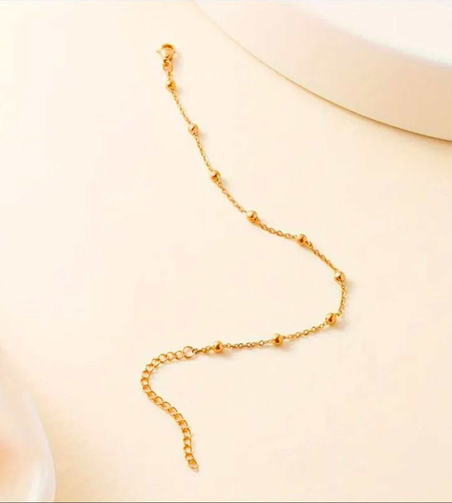 Minimalist Gold Plated Beaded Chain One Leg Anklet