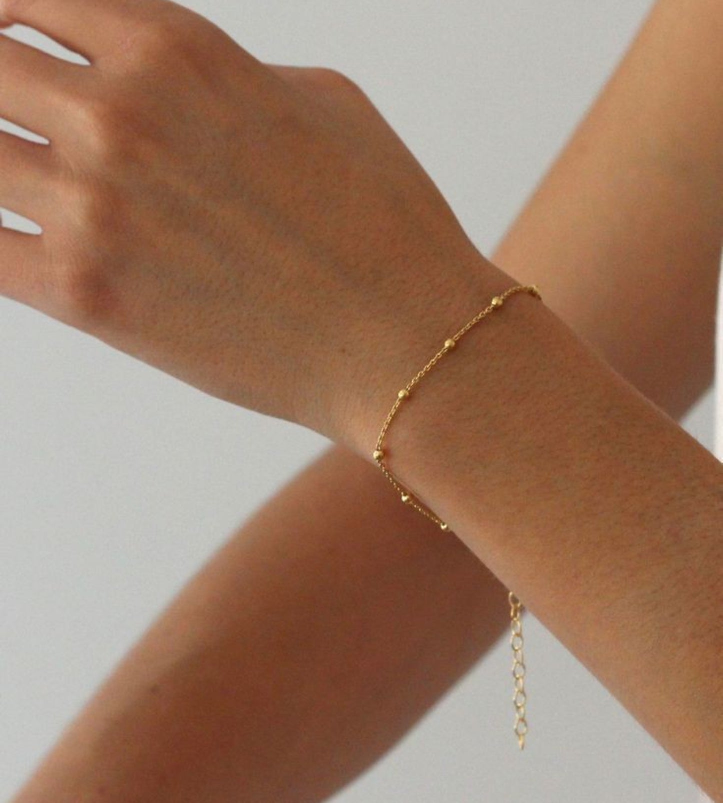 Minimal Gold Plated Beaded Chain Bracelet