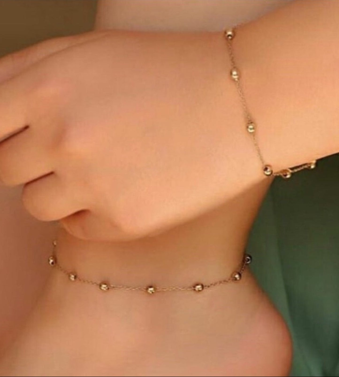 Minimalist Gold Plated Bead One Leg Anklet & Bracelet