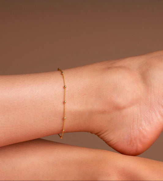Minimalist Gold Plated Bead One Leg Anklet & Bracelet