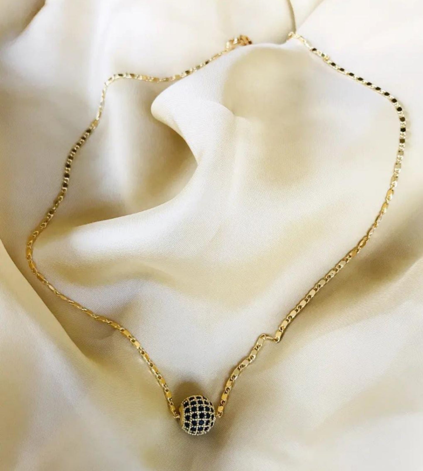 Glimmering Sphere Gold Plated Chain Necklace