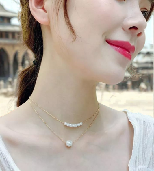 Dainty Double Layered Pearl Necklace
