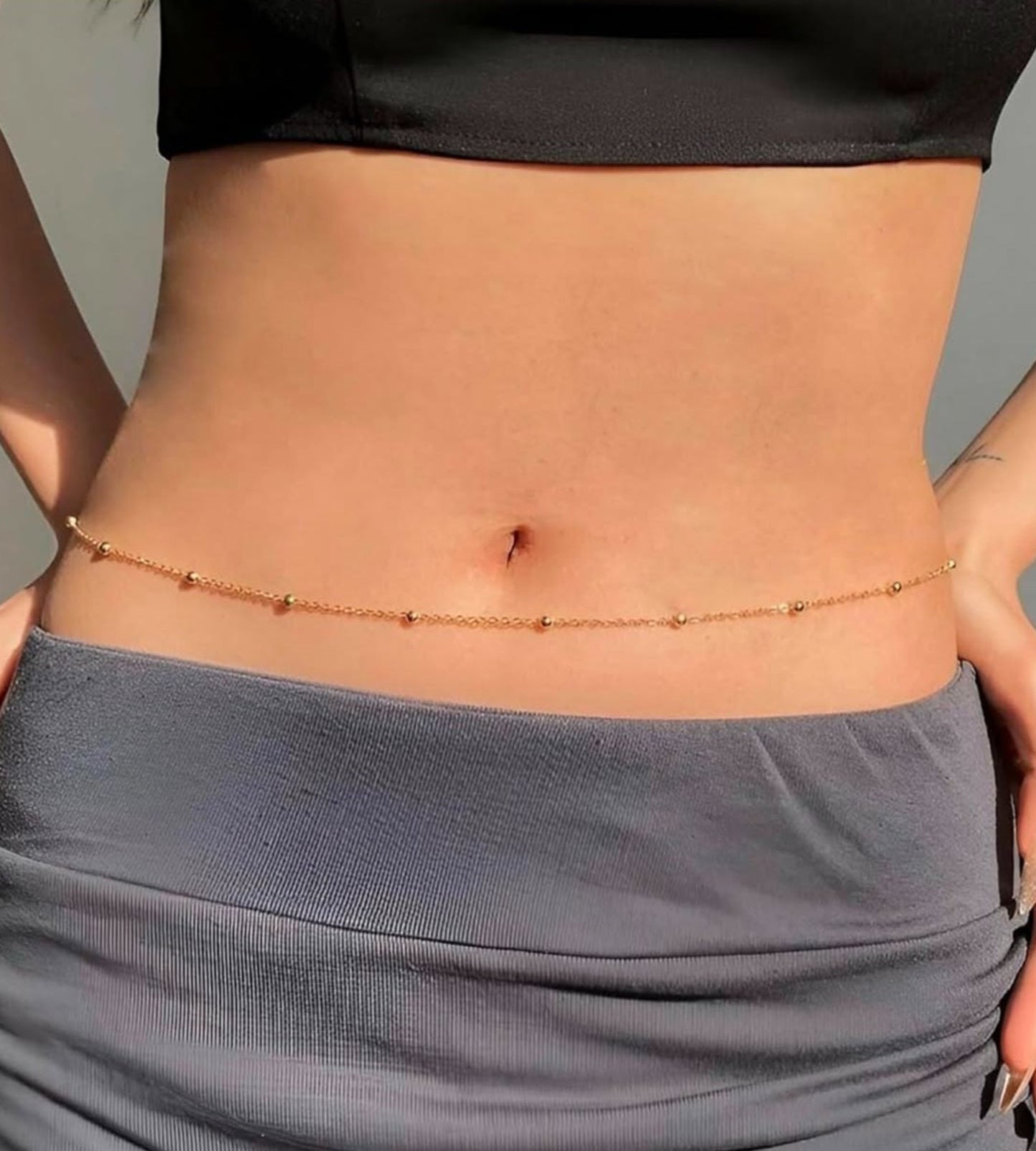 Dainty Gold Plated Beaded Waist Chain