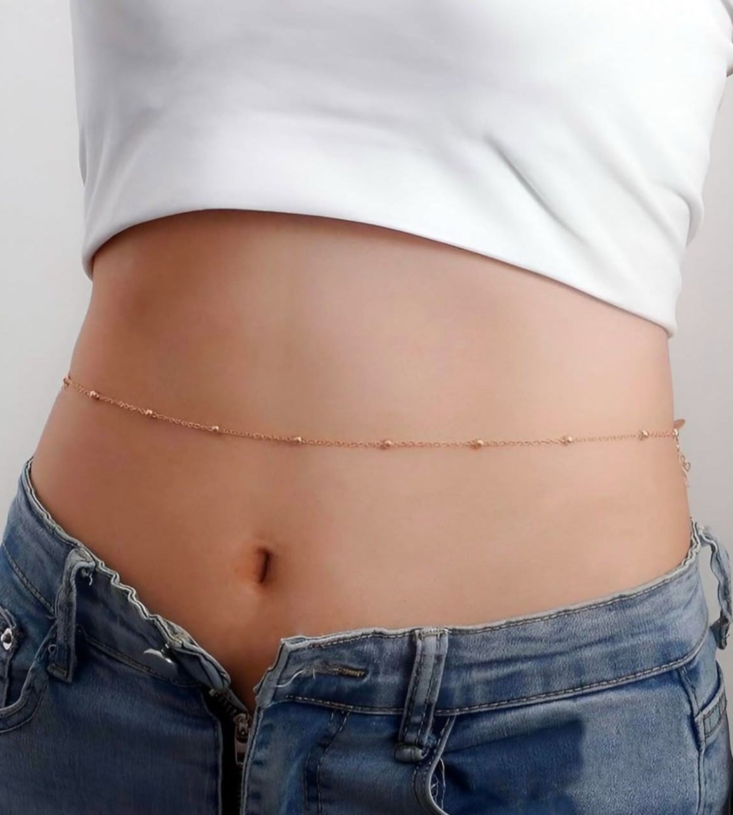 Dainty Gold Plated Beaded Waist Chain