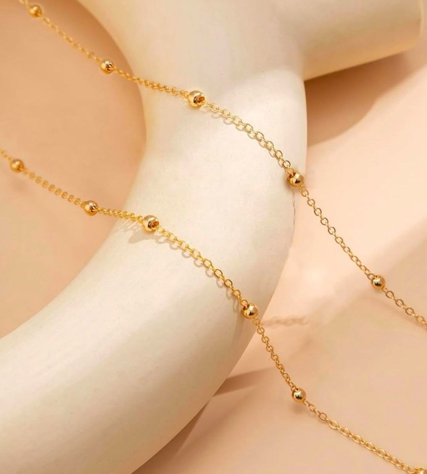 Dainty Gold Plated Beaded Waist Chain