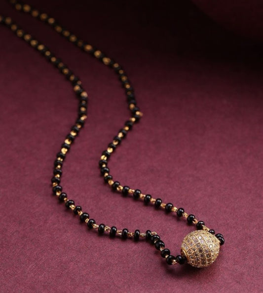 Sparkling Pave Ball Black Bead Mangalsutra