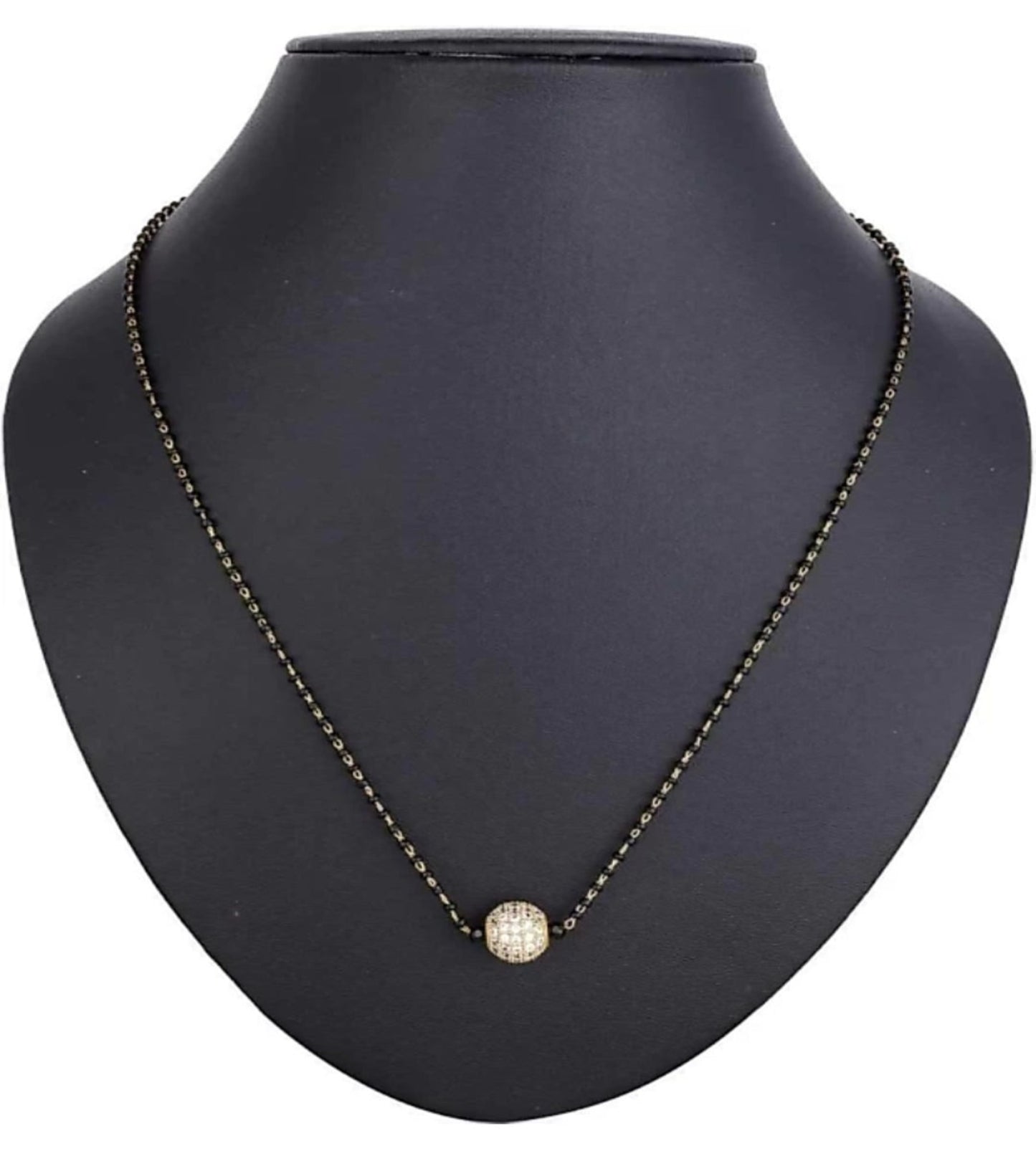 Sparkling Pave Ball Black Bead Mangalsutra