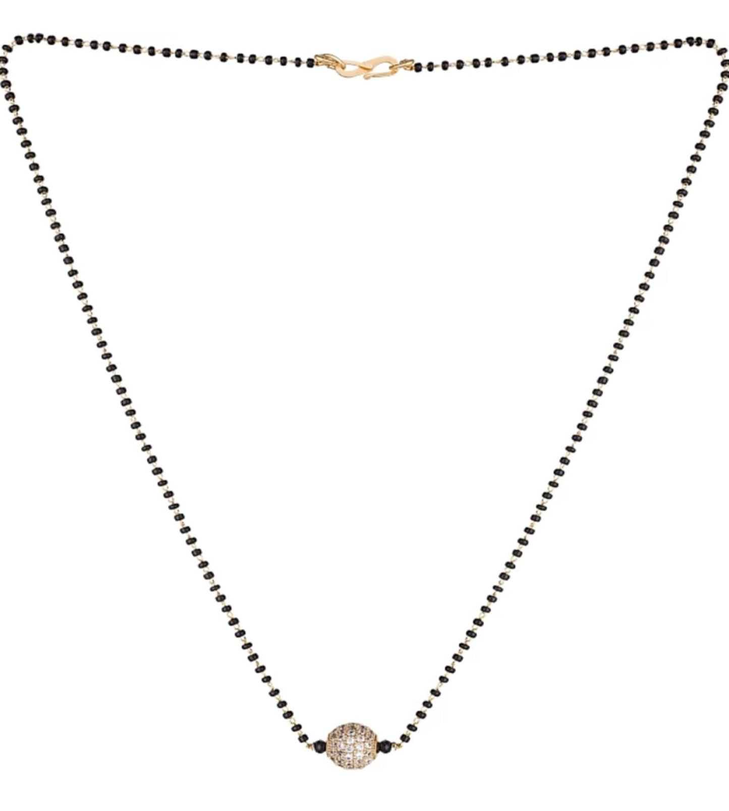 Sparkling Pave Ball Black Bead Mangalsutra