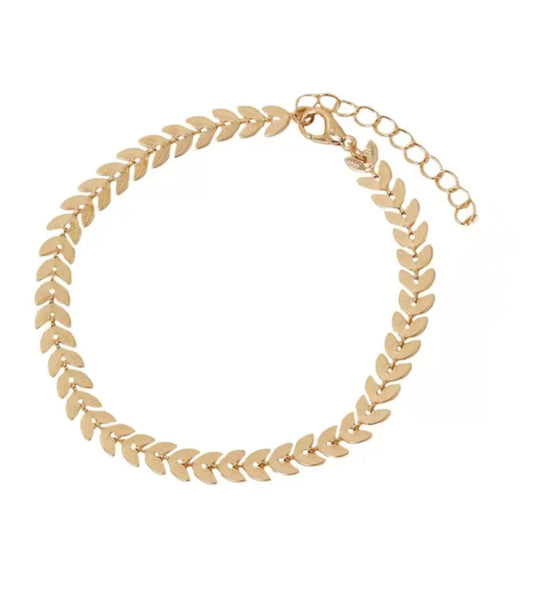 Gold Plated Leaf Chain One Leg Anklet