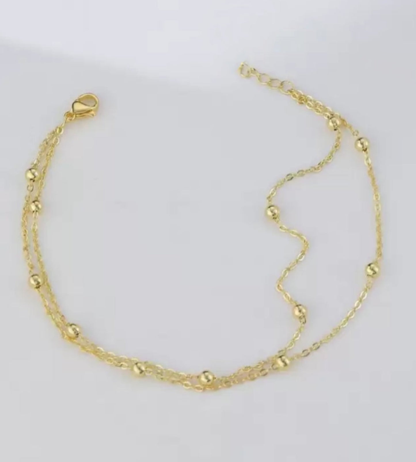 Minimalist Gold Plated Beads Chain Necklace & Bracelet Set