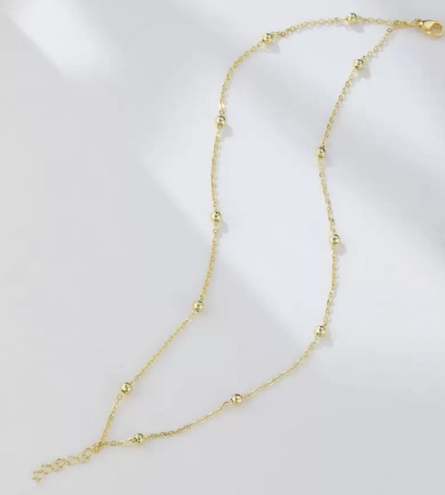 Minimalist Gold Plated Beads Chain Necklace & Bracelet Set