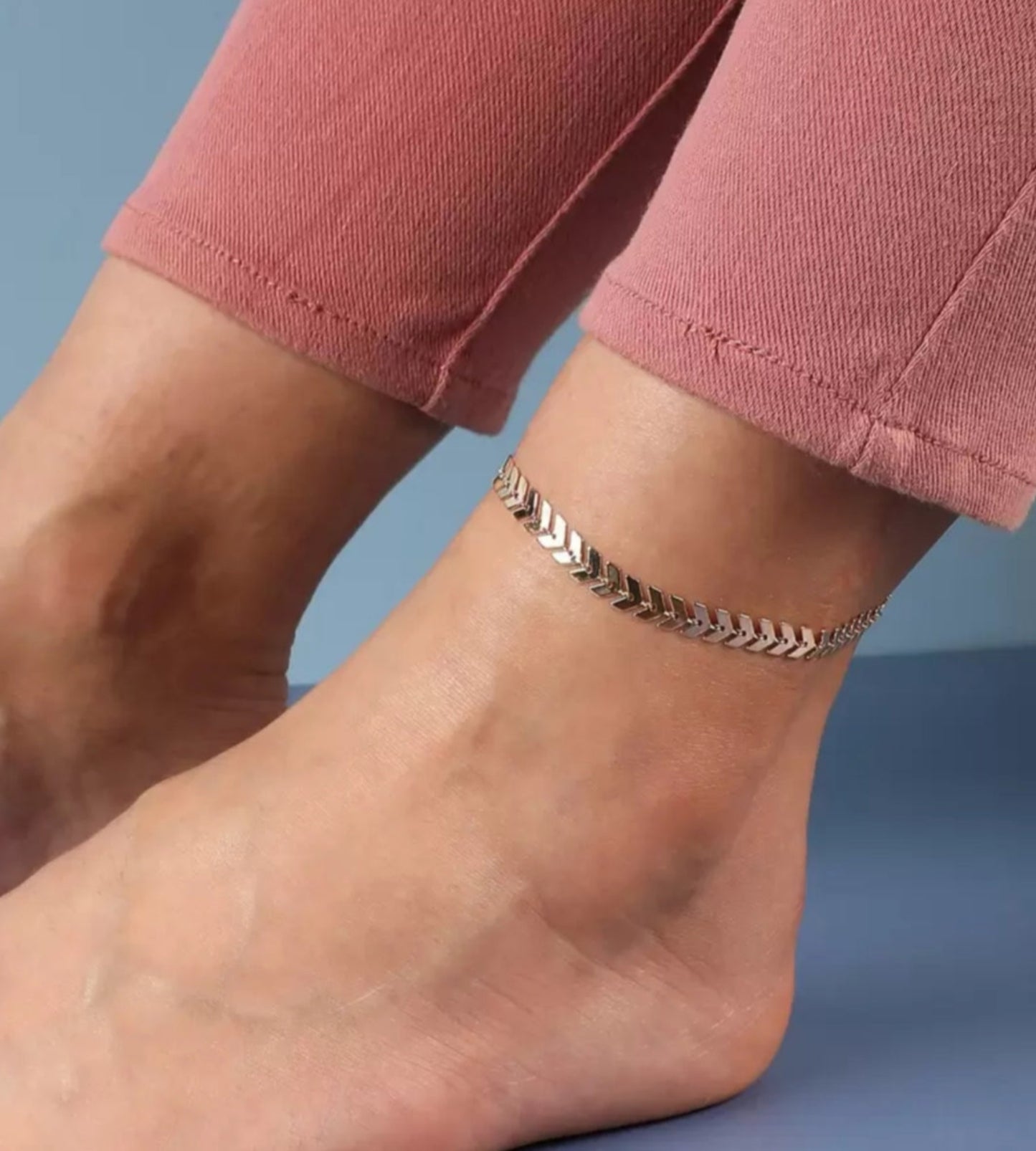 Gold Plated Leaf Chain Anklet & Bracelet Set