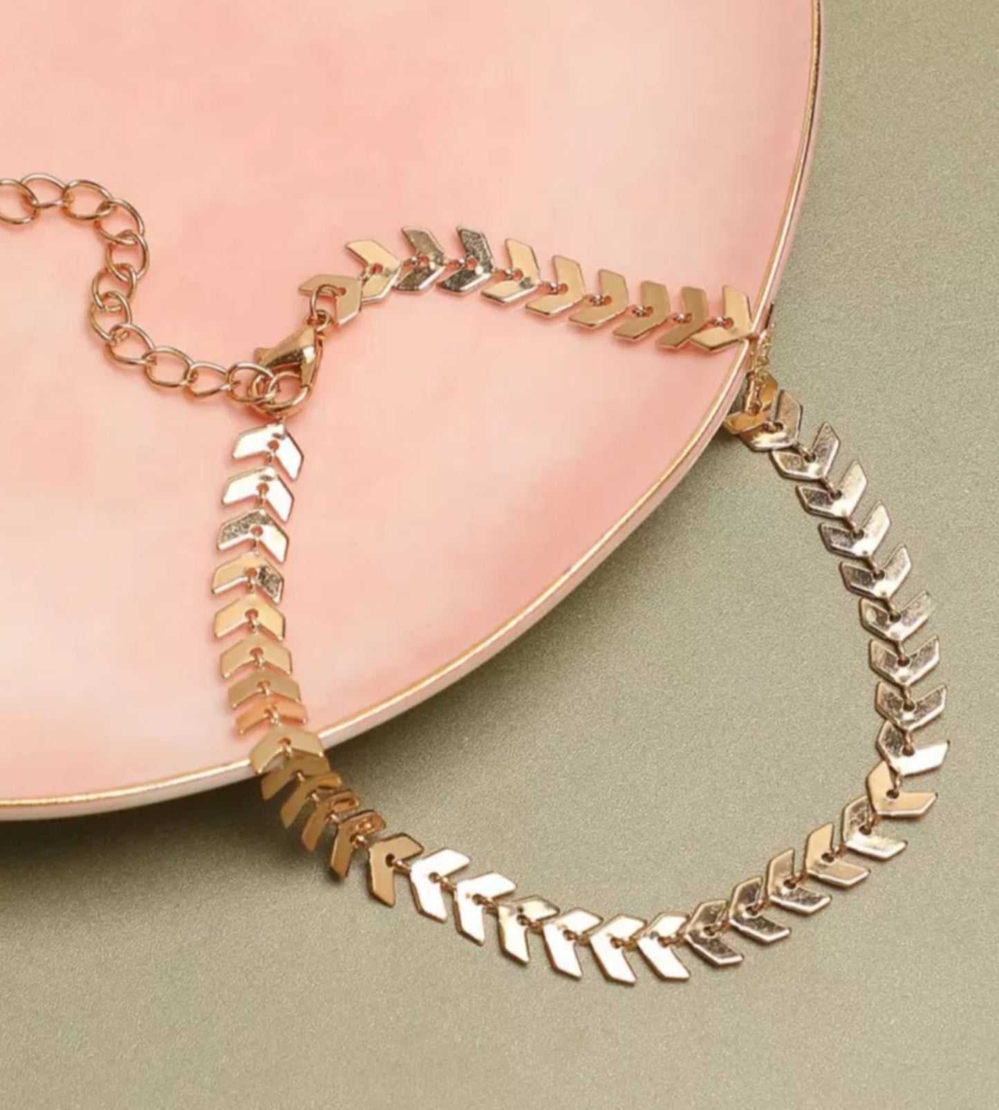 Gold Plated Leaf Chain Anklet & Bracelet Set