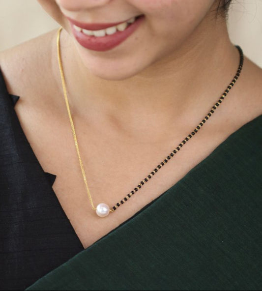 Modern Pearl Bead Single Line Mangalsutra
