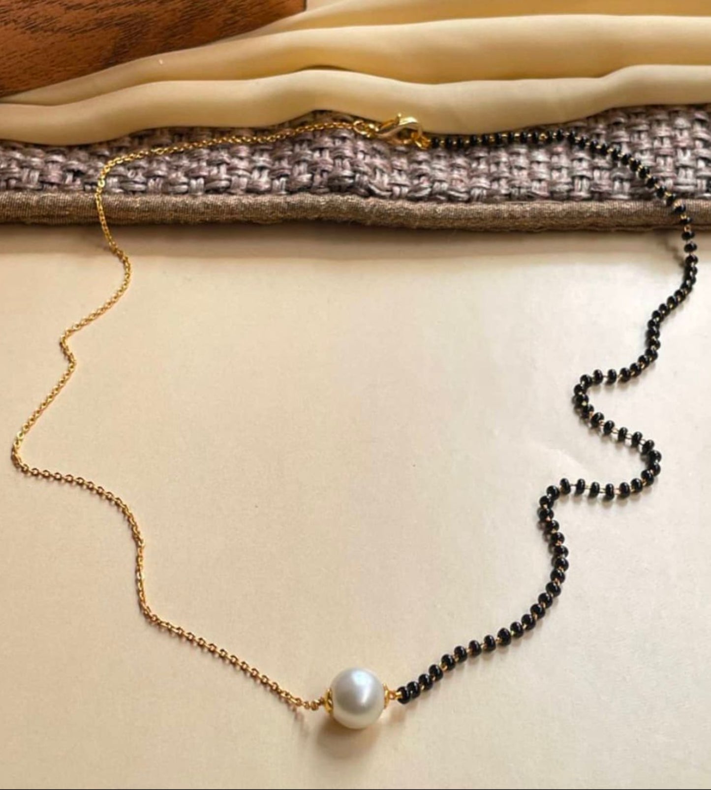 Modern Pearl Bead Single Line Mangalsutra