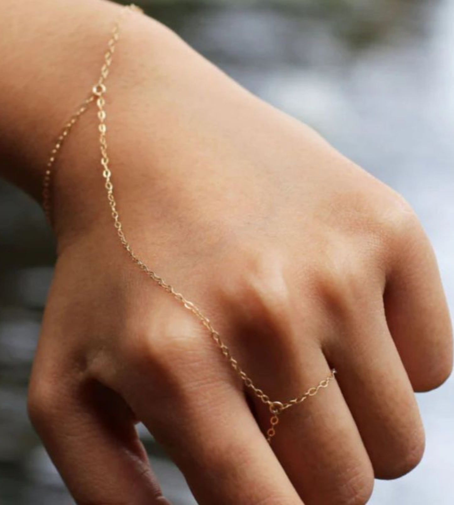 Minimalist Gold Plated Hand Chain Bracelet