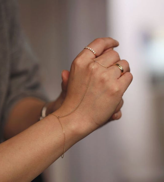 Minimalist Gold Plated Hand Chain Bracelet