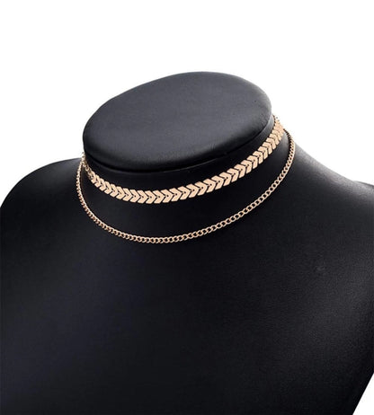 Golden Glow Double Layer Choker Necklace