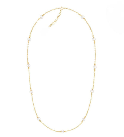 Elegant Chain Necklace with Dainty Pearl Accents