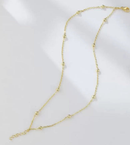 Delicate Double Layer One Leg Anklet with Beaded Accents